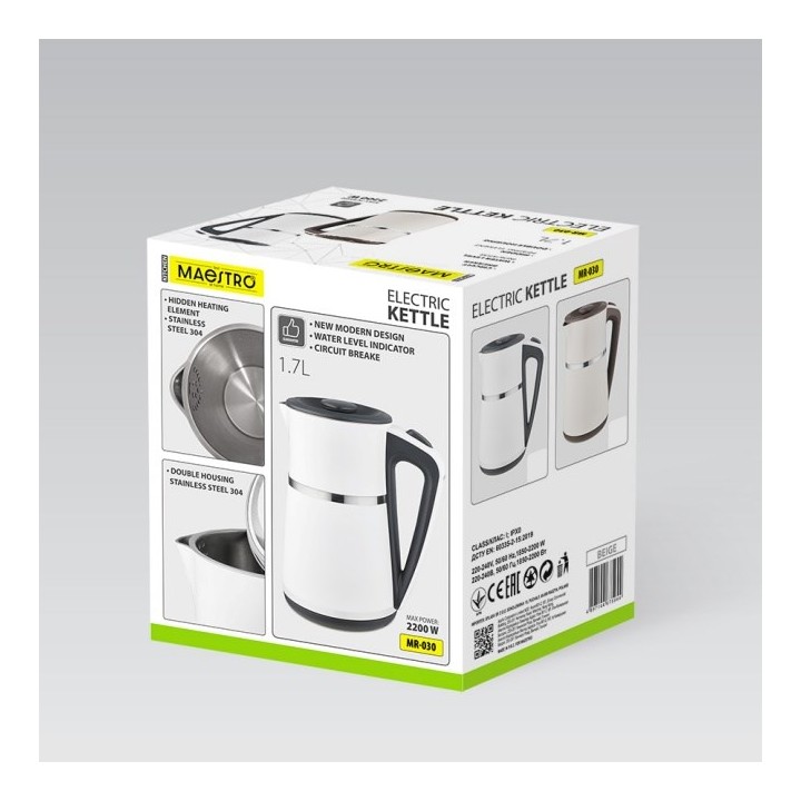 Maestro MR-030-White Bollitore elettrico 1.7 L 2200 W