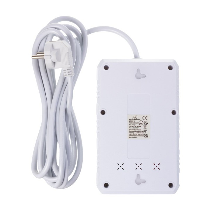 Maclean multipresa 4 prese cavo prolunga + 3xUSB 110-240V AC 50/60Hz 2.1A max 2500W 3m bianco MCE393 W