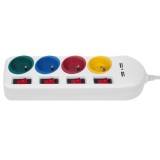 Maclean ciabatta multipresa 4 prese + 2xUSB con interruttori 250VAC/10A 2.1A 5V 1.5m bianca MCE229 W