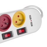 Maclean ciabatta multipresa 4 prese + 2xUSB con interruttori 250VAC/10A 2.1A 5V 1.5m bianca MCE229 W