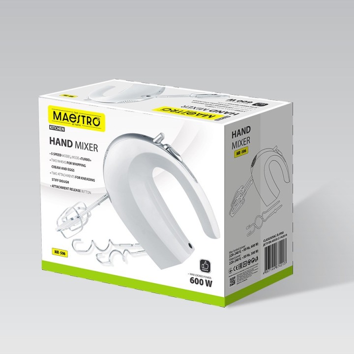 Maestro MR-506 Frullatore a mano bianco
