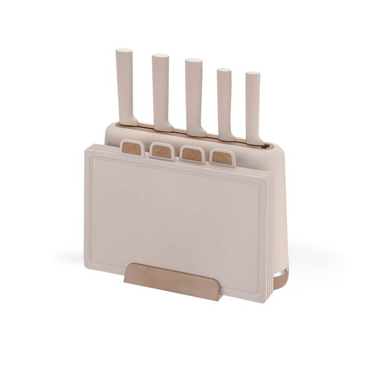 Maestro MR-1412-BEIGE Set di coltelli con blocco + Set di taglieri Beige