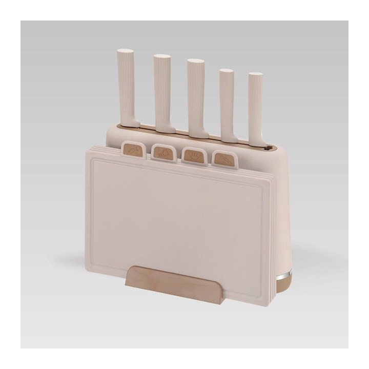 Maestro MR-1412-BEIGE Set di coltelli con blocco + Set di taglieri Beige