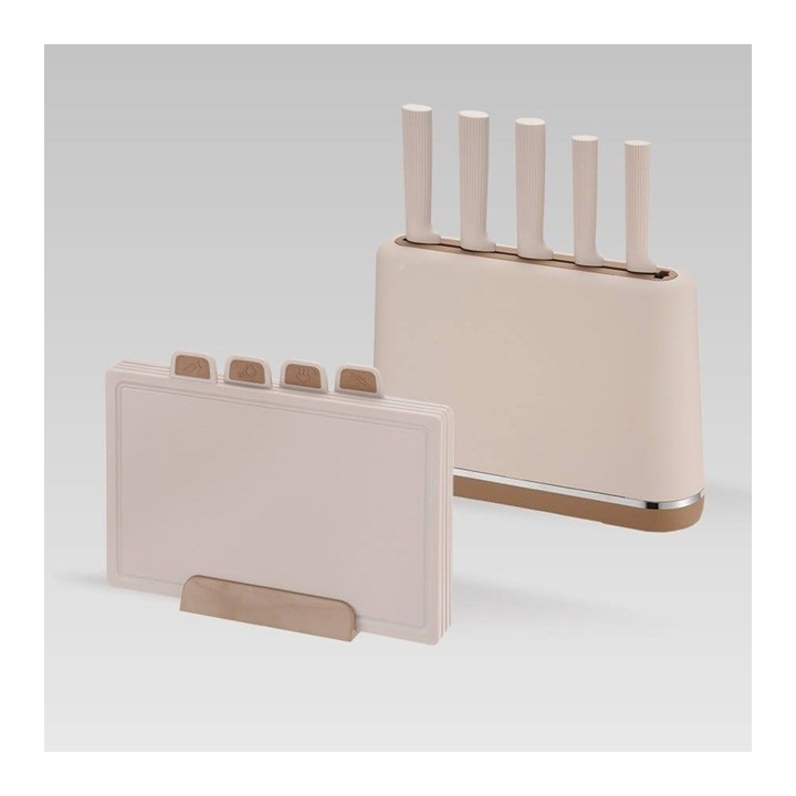 Maestro MR-1412-BEIGE Set di coltelli con blocco + Set di taglieri Beige
