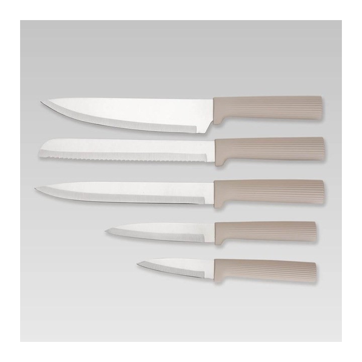 Maestro MR-1412-BEIGE Set di coltelli con blocco + Set di taglieri Beige