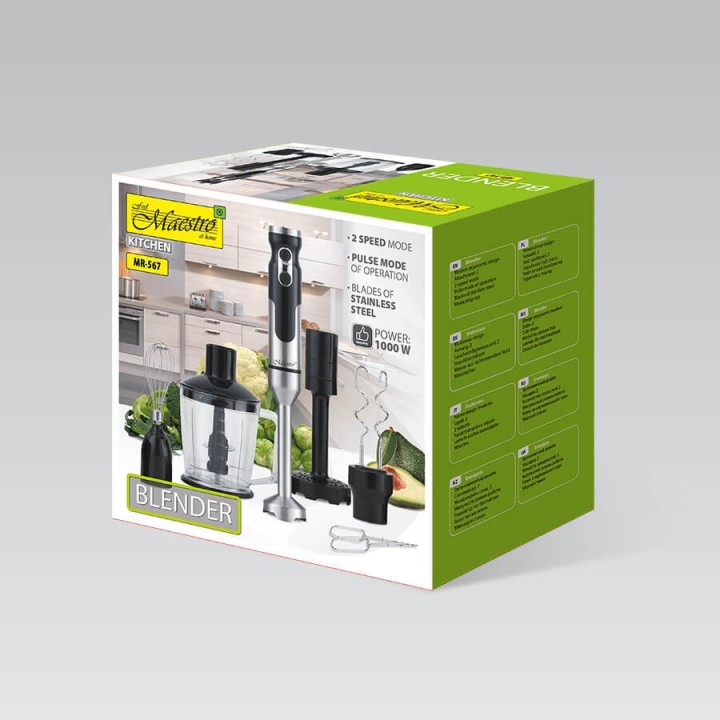 Maestro MR-567 frullatore Frullatore ad immersione 1000 W Nero Acciaio inox