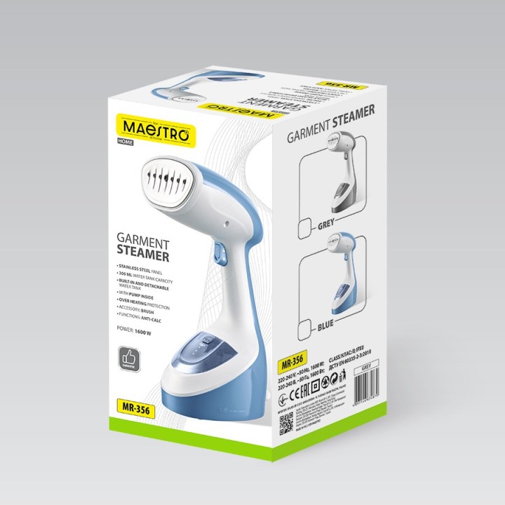 Vaporizzatore per indumenti 1600W Maestro MR-356-BLUE