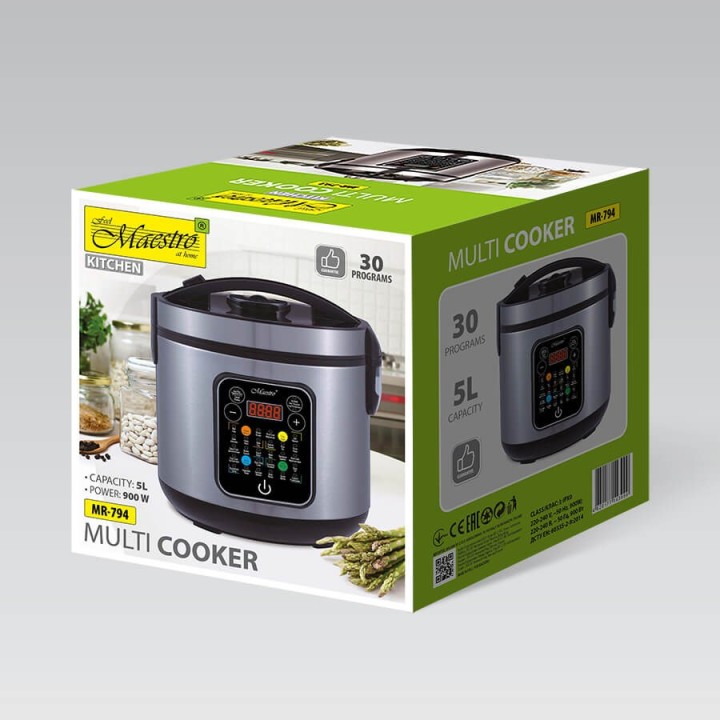Maestro MR-794 Multicooker 5 L 900 W Nero Acciaio satinato