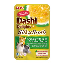 INABA CAT Dashi Delights Silky Broth Pollo con tonno e capasanta - snack per gatti - 40g