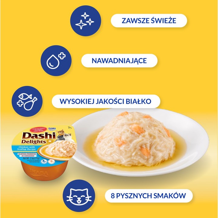 INABA Dashi Delights Pollo con capasanta in brodo - snack per gatti - 70g