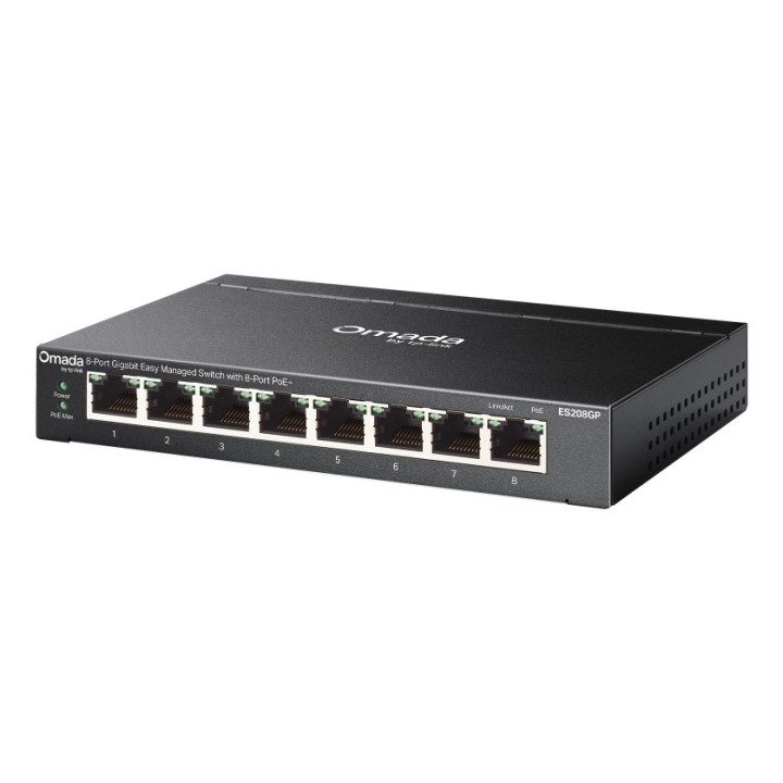 TP-Link Omada ES208GP switch di rete gestito L2 Gigabit Ethernet (10/100/1000) Power over Ethernet (PoE) DIN guida nero