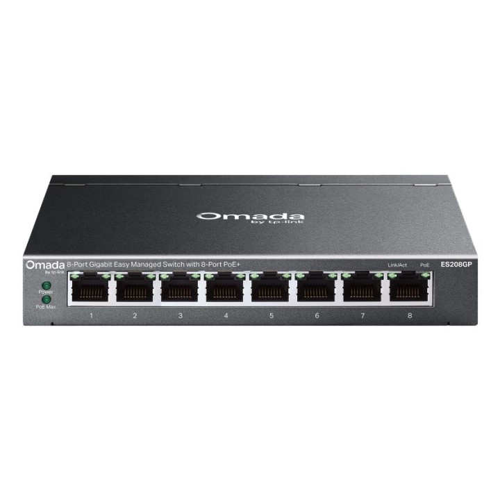 TP-Link Omada ES208GP switch di rete gestito L2 Gigabit Ethernet (10/100/1000) Power over Ethernet (PoE) DIN guida nero