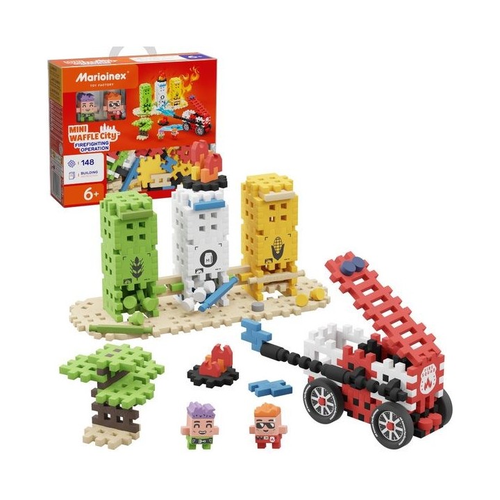 Marioinex mattoncini di costruzione Mini Waffle City vigile del fuoco action 148 pezzi