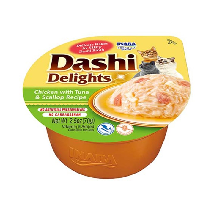 INABA Dashi Delights Brodo pollo tonno e capasanta - snack per gatti - 70g