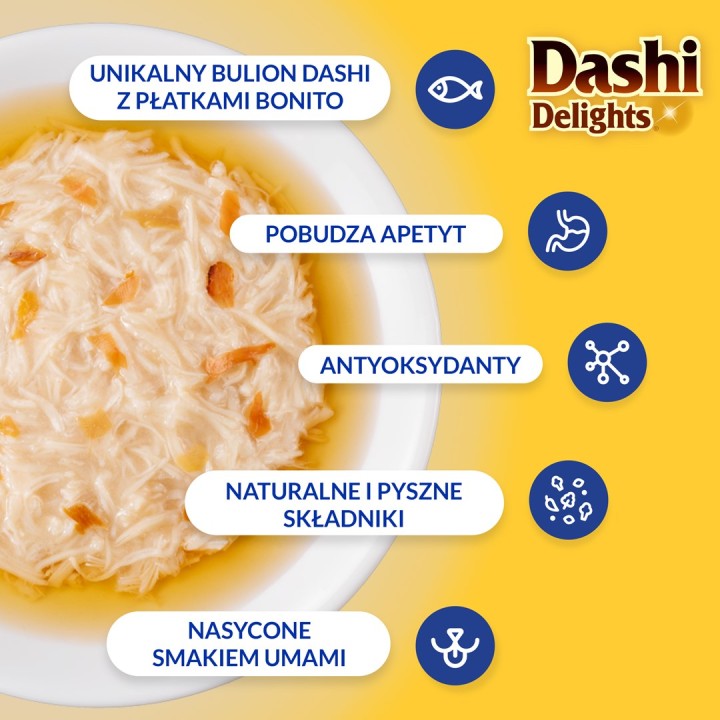 INABA Dashi Delights Brodo pollo tonno e capasanta - snack per gatti - 70g