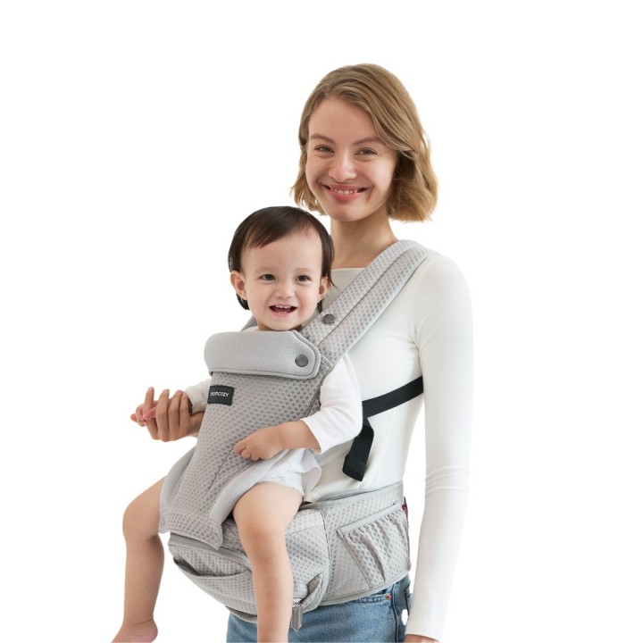 Momcozy Marsupio Portabebè con Seggiolino Anca Air Mesh Grigio