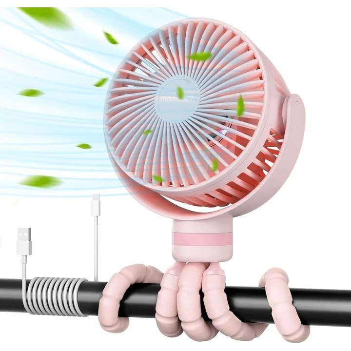 Momcozy Ventilatore Passeggino Portatile Rosa