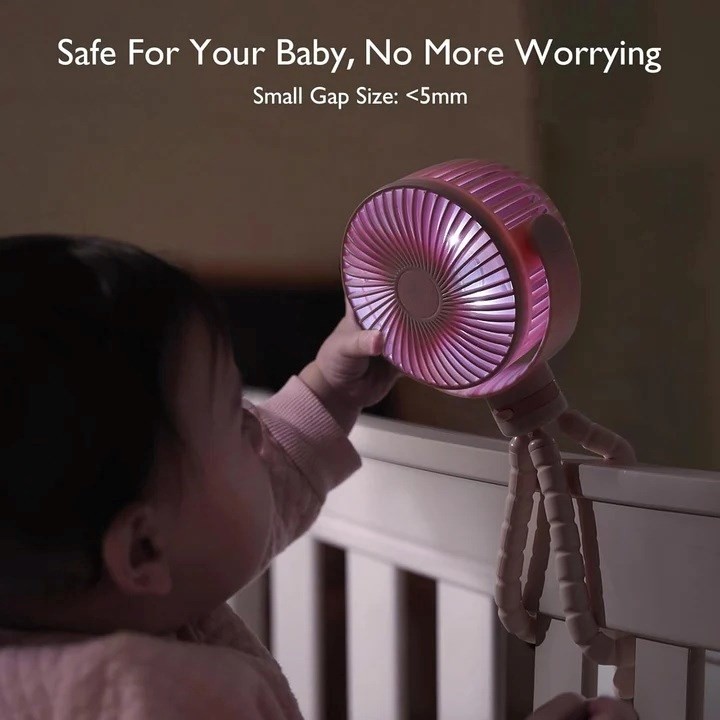 Momcozy Ventilatore Passeggino Portatile Rosa