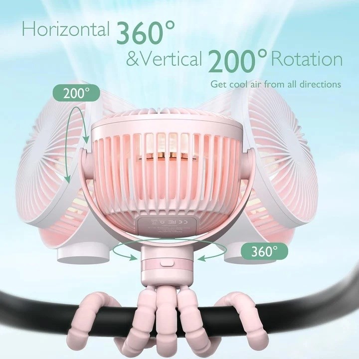 Momcozy Ventilatore Passeggino Portatile Rosa