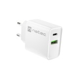 NATEC CARICABATTERIE DI RETE RIBERA USB-A+USB-C 20W PD