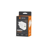 NATEC CARICABATTERIE DI RETE RIBERA USB-A+USB-C 20W PD
