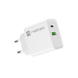 NATEC CARICABATTERIE DI RETE RIBERA USB-A+USB-C 20W PD