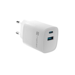 NATEC CARICABATTERIE GAN RIBERA 1X USB-A + 1X USB-C 30W BIANCO
