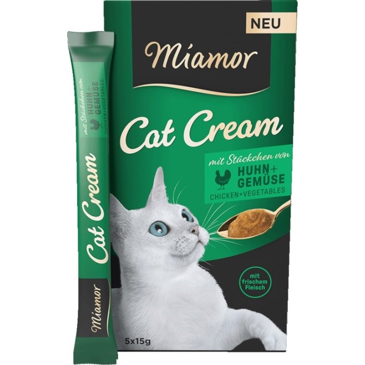MIAMOR Cat Cream Pollo con verdure - snack per gatti - 5x15g