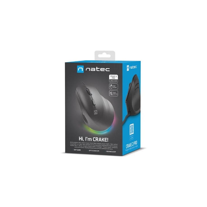 NATEC Crake 2 Pro mouse universale destro USB Type-A ottico 12800 DPI