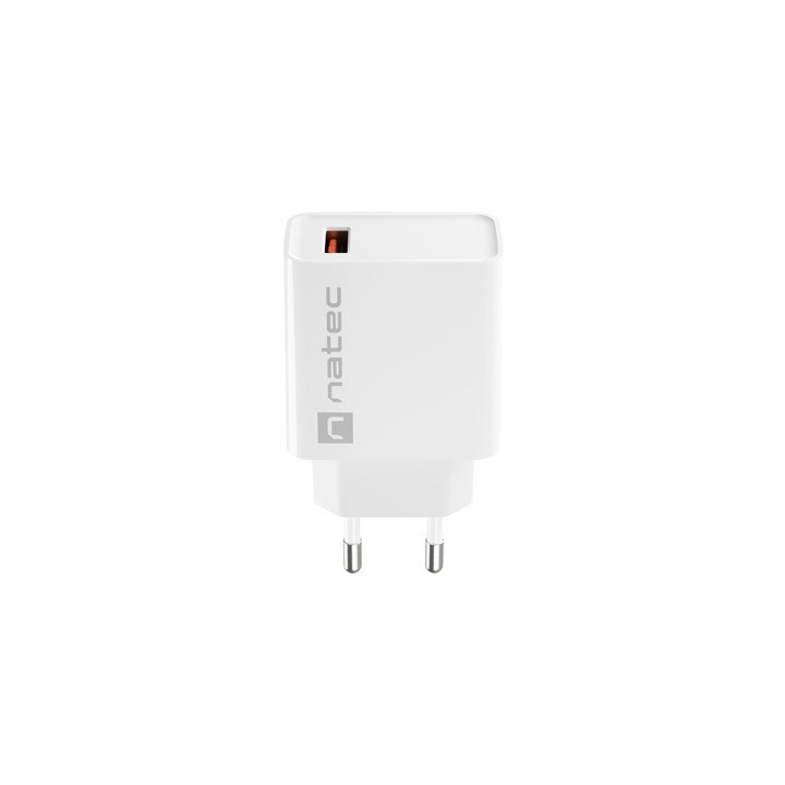 NATEC CARICABATTERIE DI RETE RIBERA USB-A 18W BIANCO