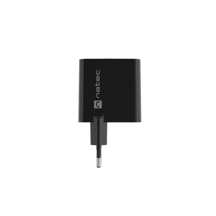 NATEC CARICABATTERIE GAN RIBERA 1x USB-A + 1x USB-C 45W NERO