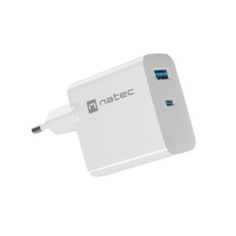 NATEC CARICABATTERIE GAN RIBERA 1x USB-A + 1x USB-C 65W BIANCO