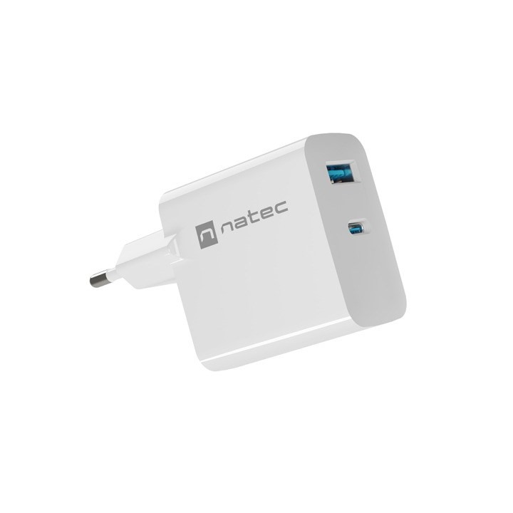 NATEC CARICABATTERIE GAN RIBERA 1x USB-A + 1x USB-C 65W BIANCO