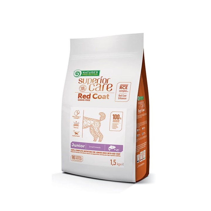 NATURE'S PROTECTION Superior Care Red Coat Grain Free Junior Small Salmone con Krill - cibo secco per cuccioli - 1.5 kg
