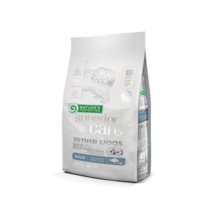 NATURE'S PROTECTION Superior Care White Dogs Grain Free Adult Small Białoryba - cibo secco per cani - 1.5 kg