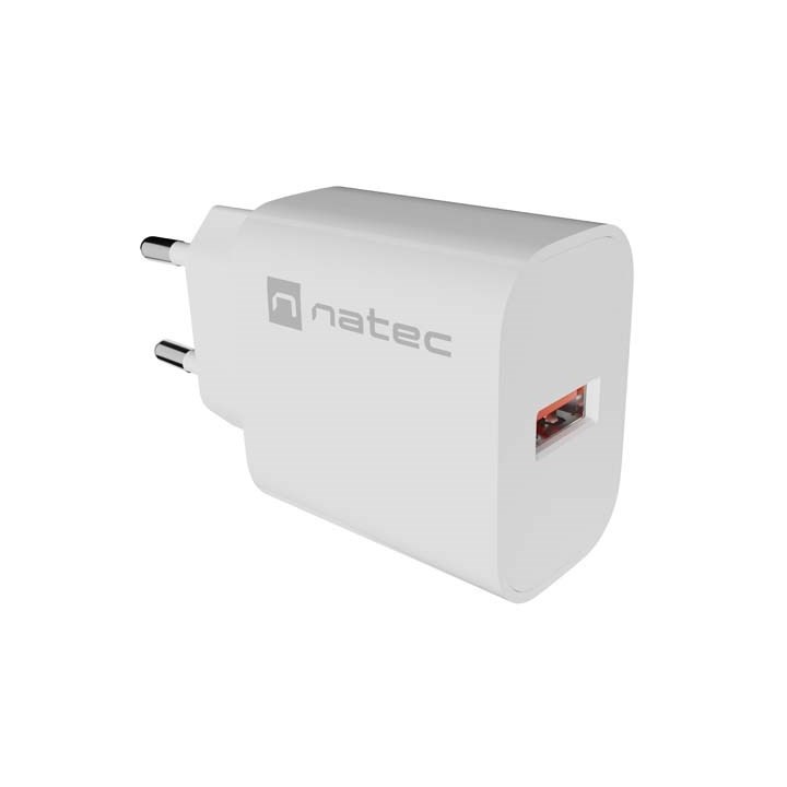 Caricabatterie da parete NATEC RIBERA 1X USB-A 18W bianco