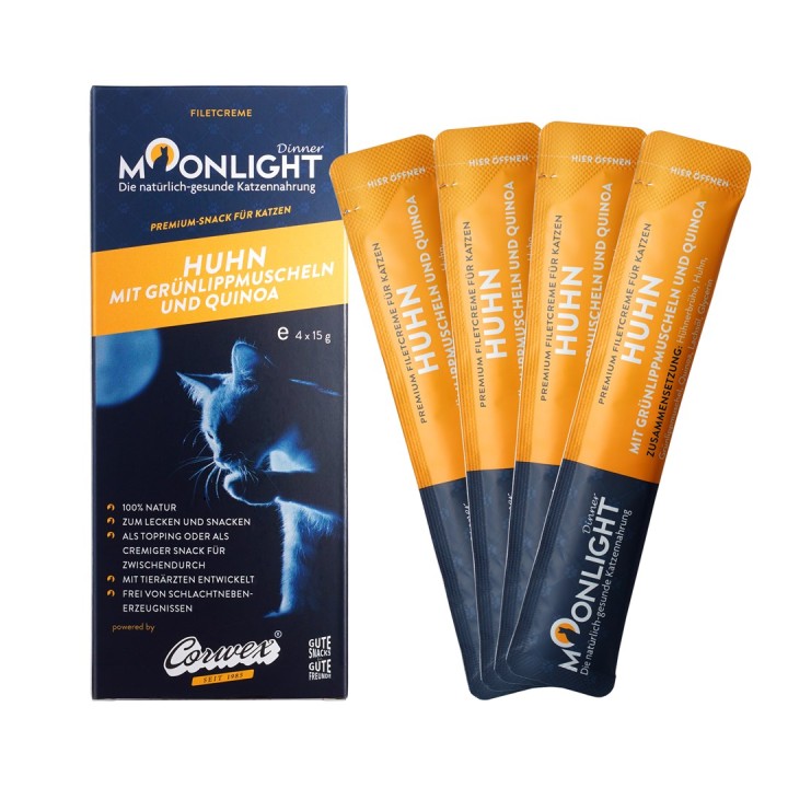 MOONLIGHT Dinner pollo con cozza e quinoa - snack per gatti - 4x15g