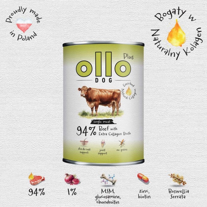OLLO Plus Collagene Manzo - cibo umido per cani - 400g