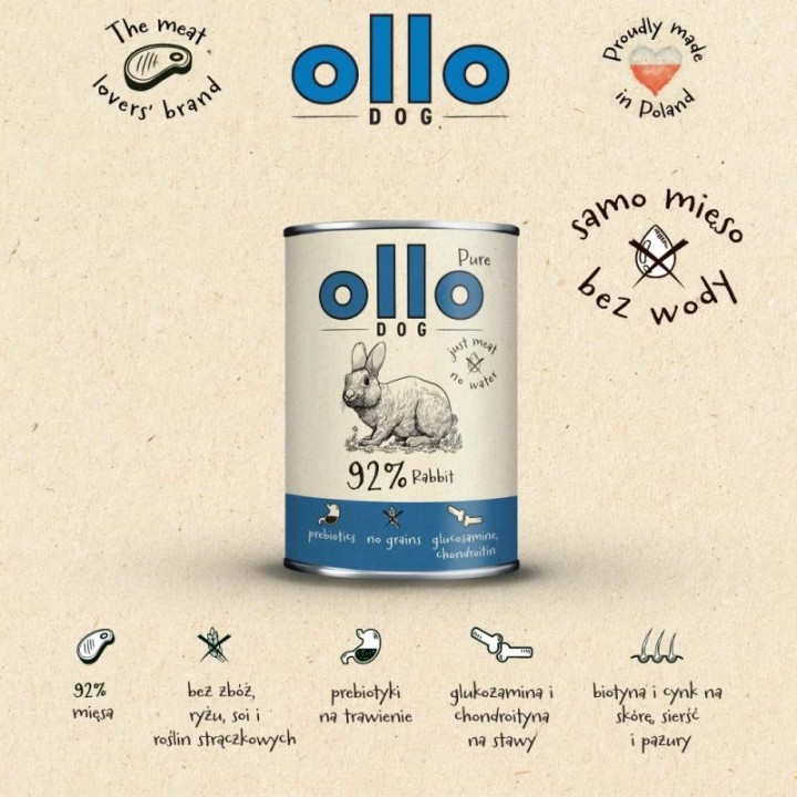 OLLO Pure Coniglio - cibo umido per cani - 400g