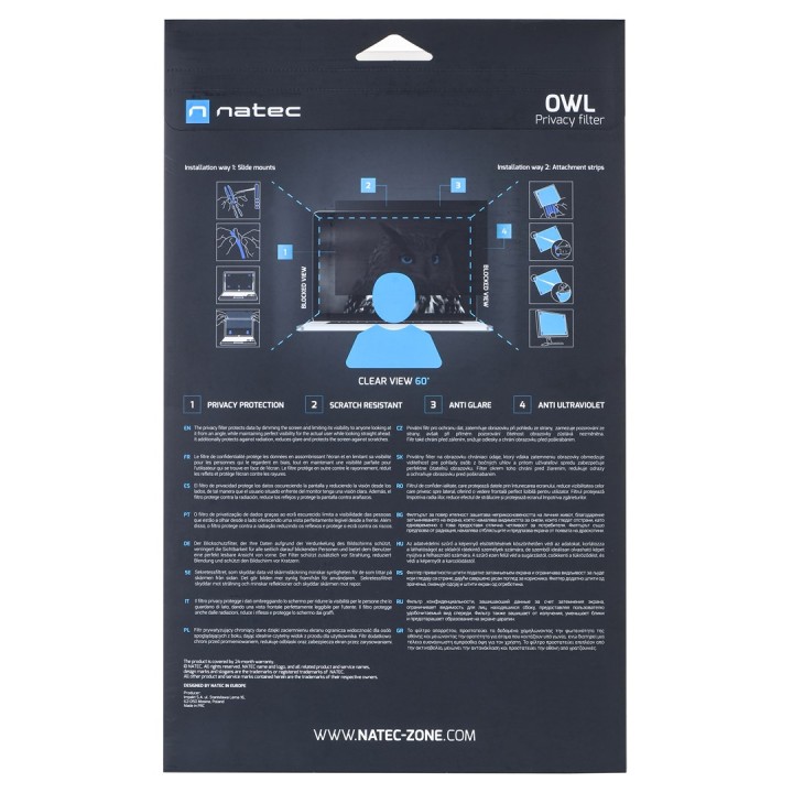 NATEC Owl Frameless filtro privacy per display 54.6 cm (21.5 )