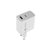 NATEC CARICABATTERIE GAN RIBERA 1X USB-A + 1X USB-C 45W BIANCO
