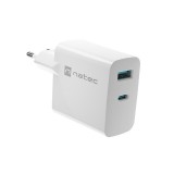 NATEC CARICABATTERIE GAN RIBERA 1X USB-A + 1X USB-C 45W BIANCO