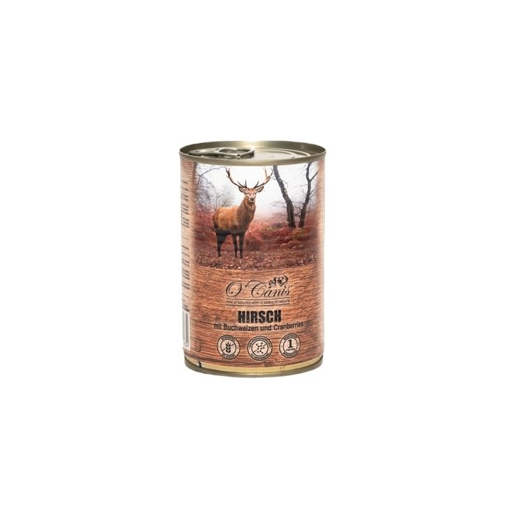 O'CANIS Cibo umido per cani in scatola - cervo con grano saraceno - 400 g