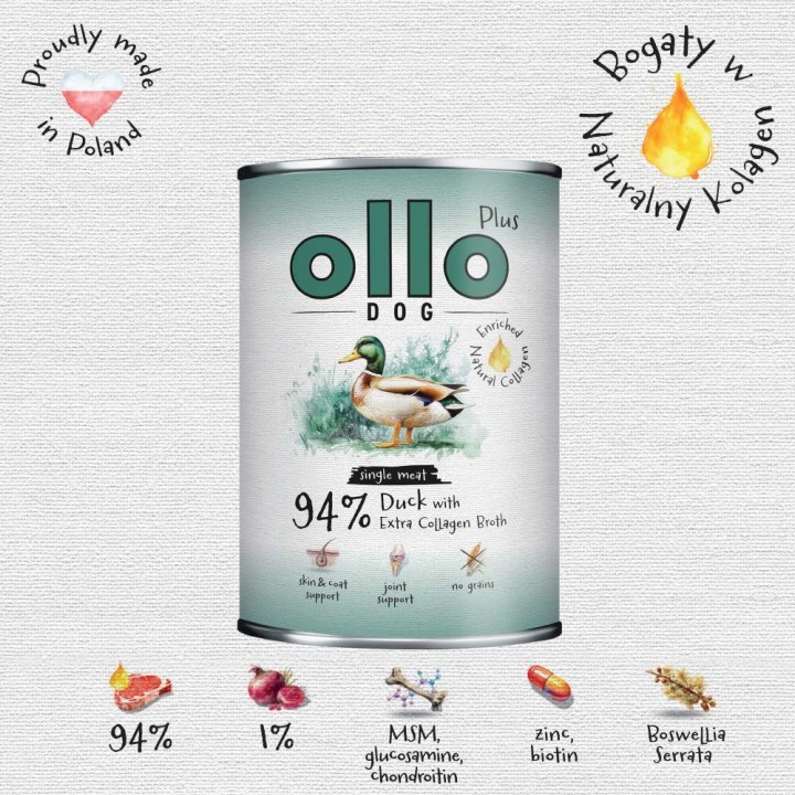 OLLO Plus Collagene Anatra - cibo umido per cani - 400g