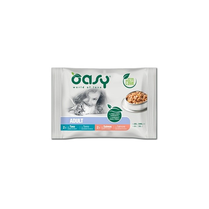 OASY Chunks in gravy Multipack Selezione pesce - cibo umido per gatti - 4x85g