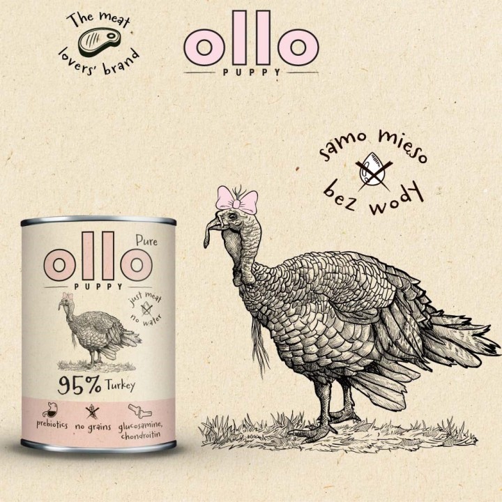 OLLO Puppy Pure Tacchino - cibo umido per cani - 400 g