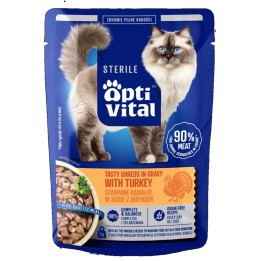OPTIVITAL Sterile straccetti gustosi in salsa con tacchino - cibo umido per gatti - 85g
