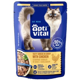 OPTIVITAL Tasty shreds in sugo con pollo - cibo umido per gatti - 85g