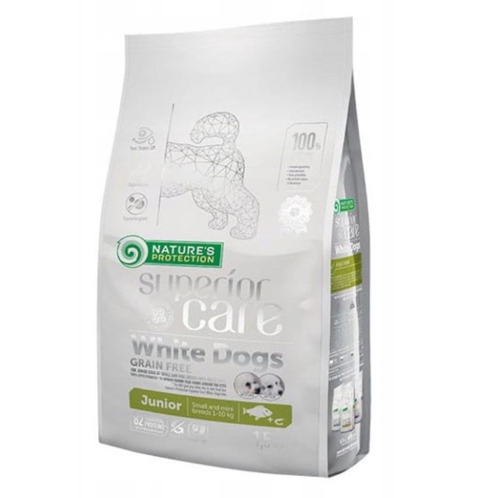 NATURE'S PROTECTION Superior Care White Dogs Grain Free Junior Small Białoryba - cibo secco per cuccioli - 1.5 kg
