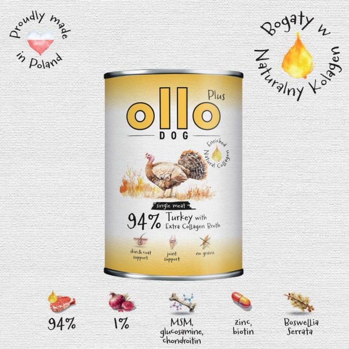 OLLO Plus Collagene Tacchino - cibo umido per cani - 400g